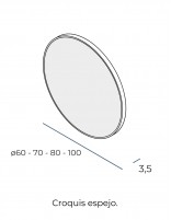 Espejo redondo sin luz con marco croquis
