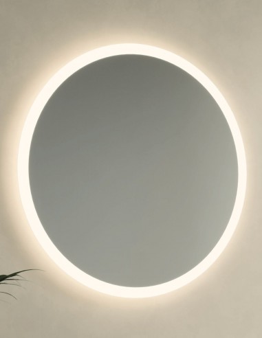 Espejo redondo arenado con luz modelo Moon de Manillons Torrent