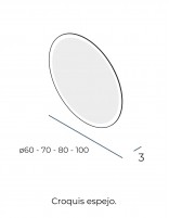 Espejo redondo arenado con luz y antivaho croquis