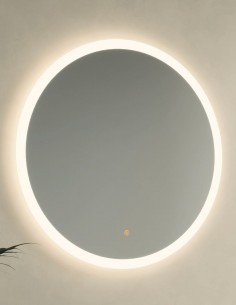 Espejo redondo arenado con luz y antivaho modelo Moon Plus de Manillons Torrent