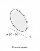 Espejo redondo baño 80 cm - 90 cm Eclipse Plus croquis