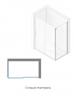 Mampara de ducha correderas sin perfiles - inferiores + lateral fijo croquis