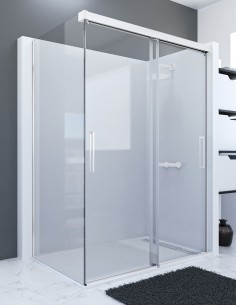 Mampara de ducha Blanca correderas sin perfiles inferiores + lateral fijo VALI BLANCA de Seviban