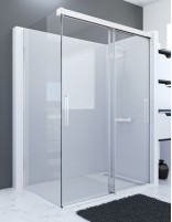 Mampara de ducha Blanca correderas sin perfiles inferiores + lateral fijo VALI BLANCA de Seviban