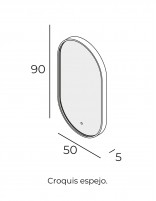 Espejo ovalado marco y LED croquis