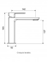 Grifería lavabo dorado croquis