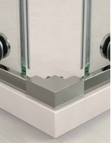 Mampara de ducha angular acero inoxidable detalle esquina