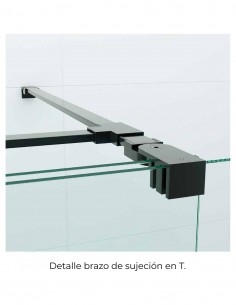 Mampara de ducha acero inoxidable negra + lateral fijo LIFE de Bathplus 2