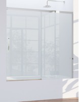 Mampara de bañera de 1 hoja fija y 1 puerta corredera modelo CAUCE cromo de Bathplus