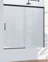 Mampara negra de bañera de 1 hoja fija y 1 puerta corredera - CAUCE cromo de Bathplus