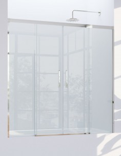 Mampara de bañera de 2 hojas fijas y 2 puertas correderas modelo CAUCE cromo de Bathplus
