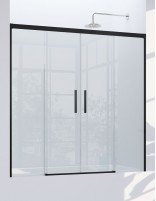 Mampara negra de bañera de 2 hojas fijas y 2 puertas correderas - CAUCE de Bathplus
