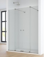 Mampara ducha acero inoxidable 2 fijos + 2 puertas