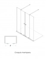 Mampara de ducha frontal acero inoxidable 2 fijos + 2 puertas croquis