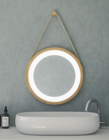 Espejo redondo led modelo MADERA de BathDecor