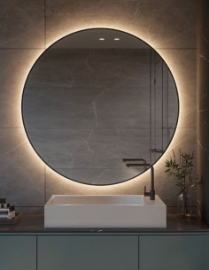Espejo redondo con led negro - dorado con led modelo HADES de BathDecor 2