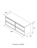Mueble de baño 140 cm. croquis