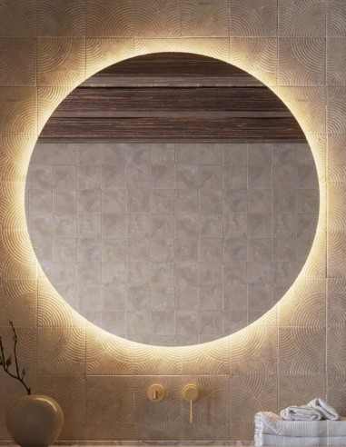 Espejo circular con led ambiente luz cálida