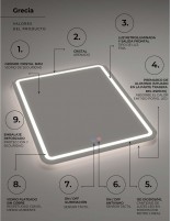 Espejo rectangular retroiluminado datos