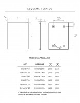 Espejo baño luz integrada croquis