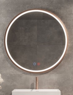 Espejo redondo oro rosa modelo París de LED Imex