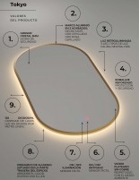 Espejo negro ovalado datos