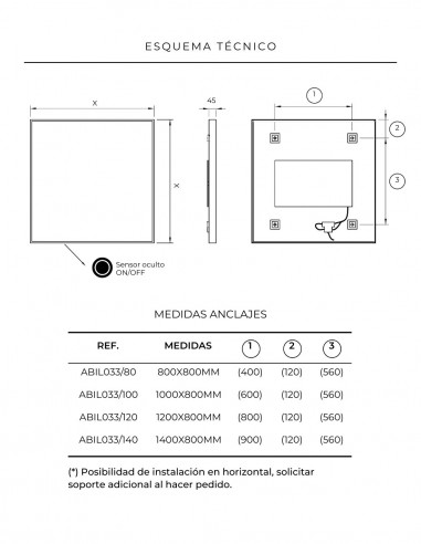Espejo con sensor oculto - ABILITY de LED Imex