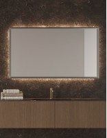 Espejo rectangular acero inoxidable luz cálida