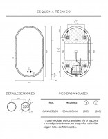 Espejo ovalado marco iluminado croquis