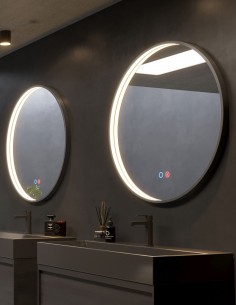 Espejo redondo marco negro modelo Nepal de Led Imex 2