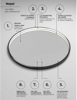 Espejo redondo marco negro datos