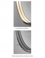 Espejo redondo marco negro detalles