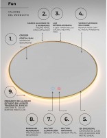 Espejo led redondo oro cepillado datos