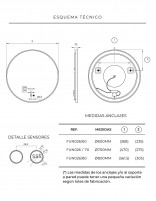 Espejo led redondo oro cepillado croquis