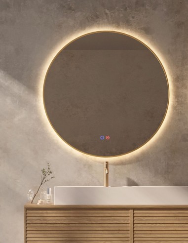 Espejo led redondo oro cepillado modelo FUN de LED Imex