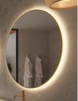 Espejo led redondo oro cepillado detalle