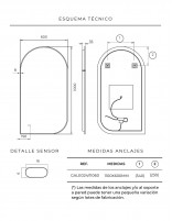 Espejo led sensor de movimiento modelo Gales croquis