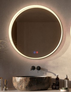 Espejo negro redondo modelo con marco iluminado BOLONIA de LED Imex