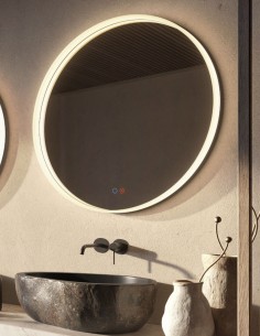 Espejo negro redondo modelo con marco iluminado BOLONIA de LED Imex 2