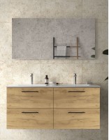 Mueble lavabo doble Salgar modelo SILANE 4 cajones tiradores negros