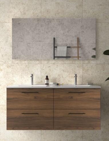 Mueble lavabo doble Salgar nogal maya