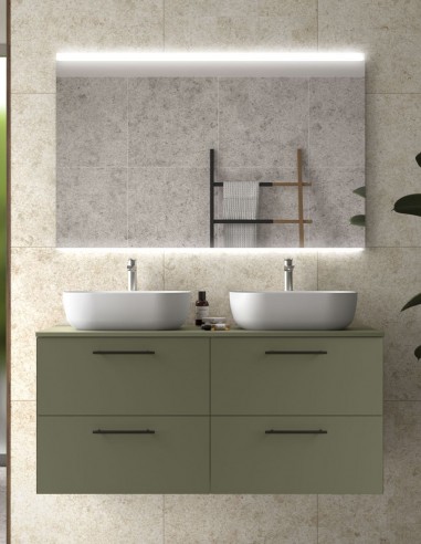 Mueble dos lavabos encimera Salgar green satin