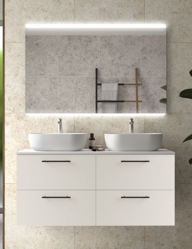 Mueble dos lavabos encimera Salgar white satin