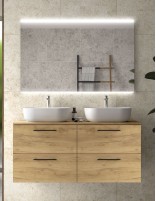 Mueble dos lavabos encimera Salgar modelo SILANE 4 cajones tiradores negros