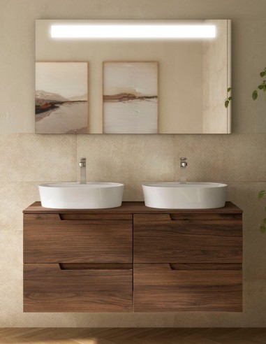 Mueble de baño 120 cm encimera nogal maya