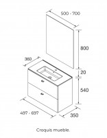 Mueble baño fondo reducido Salgar croquis