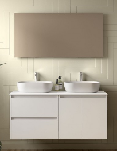 Mueble baño Noja Salgar sobre encimera white satin