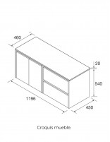 Mueble baño Noja Salgar sobre encimera croquis 120