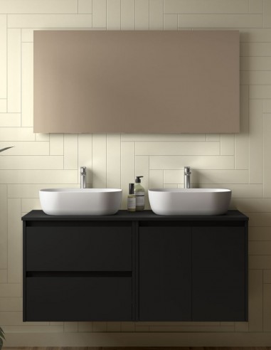 Mueble baño Noja Salgar sobre encimera black satin
