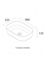 Mueble baño Noja Salgar sobre encimera croquis lavabo